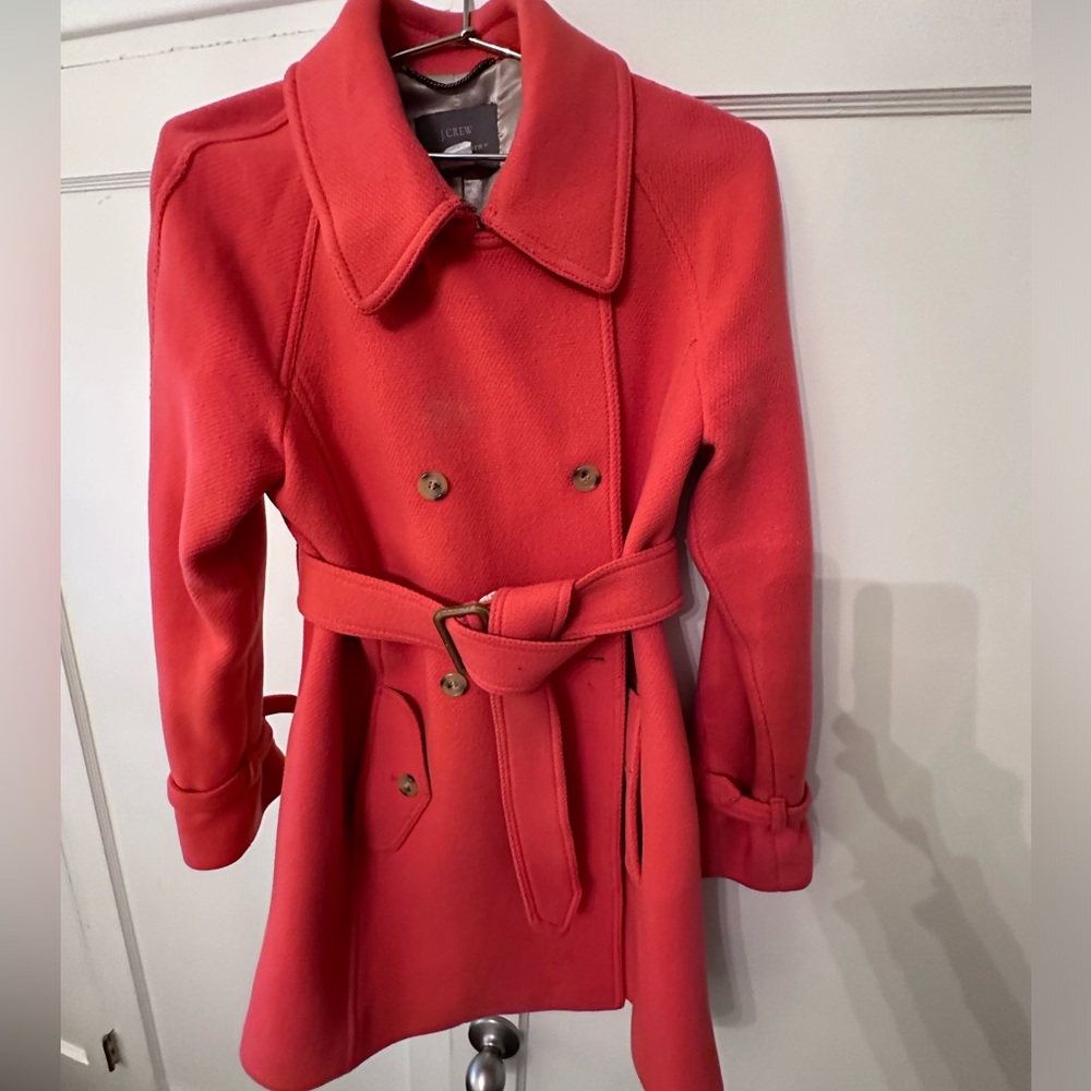 New w/out tags Jcrew stadium wool double breasted jacket/coat Poppy orangeSz 10